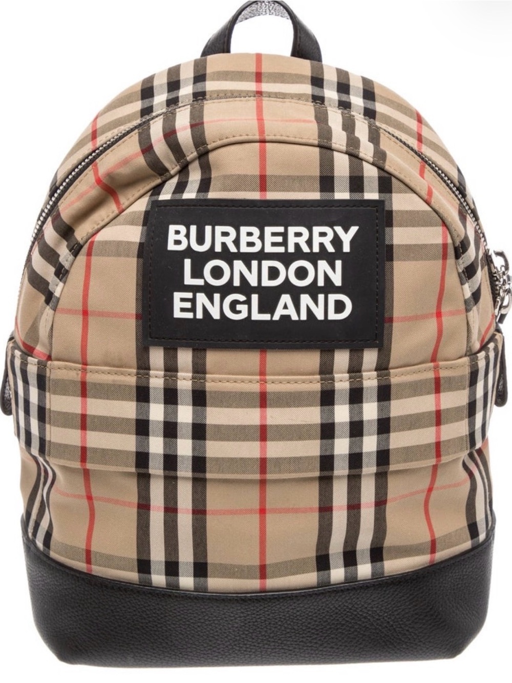 Burberry Tan Check Backpack with Black Trim